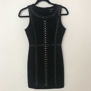 F21 Black scuba bodycon with gunmetal studs